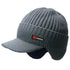 Men’s Winter Knit Hat  Windproof Ear Protection Cap with Visor 