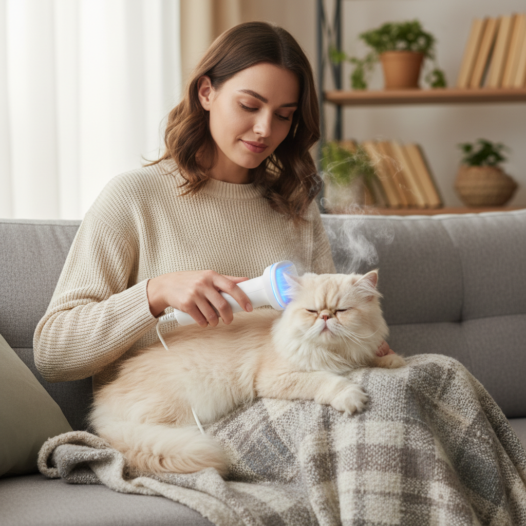Electric Cat Steam Brush Lifestyle